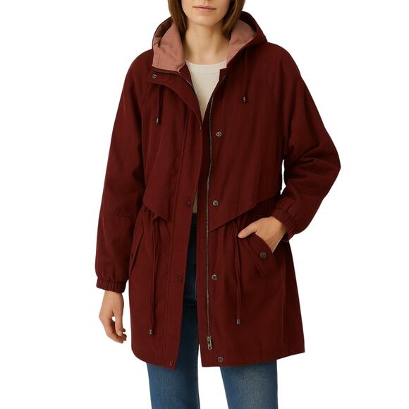 Braetan Maroon Purple Suede Hooded Trench Coat Jacket Small - Picture 1 of 7